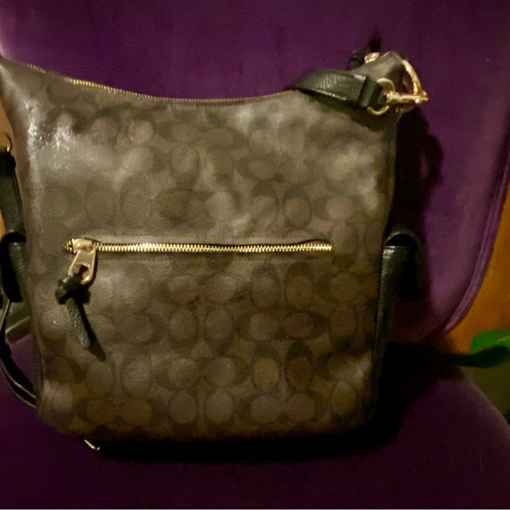 Coach Pennie Bag Brown and Black Monogram Signature Bag Style C1523 - Picture 3 of 5